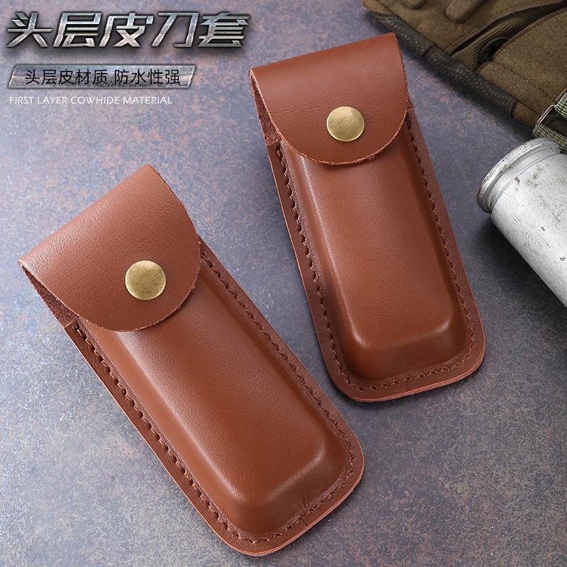 Edc Carry Belt Leather - 진짜 가죽 접이식 나이프 칼집 휴대용